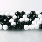 Czech Glass Fire Polish Bead - Round 06MM BLACK WHITE MIX