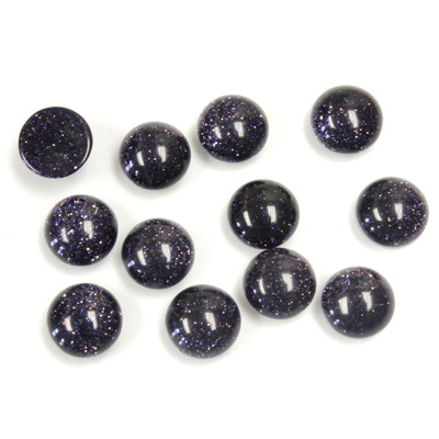 Man-made Cabochon - Round 07MM BLUE GOLDSTONE