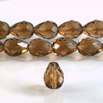 Czech Glass Fire Polish Bead - Pear 16x12MM SMOKE TOPAZ