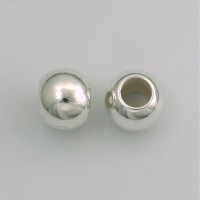 Metalized Plastic Smooth Bead with 6MM Hole - Round 12MM SILVER