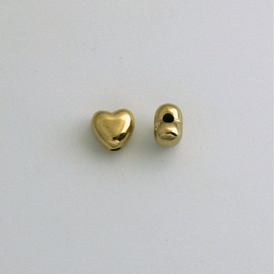 Metalized Plastic Smooth Bead - Heart 06MM GOLD