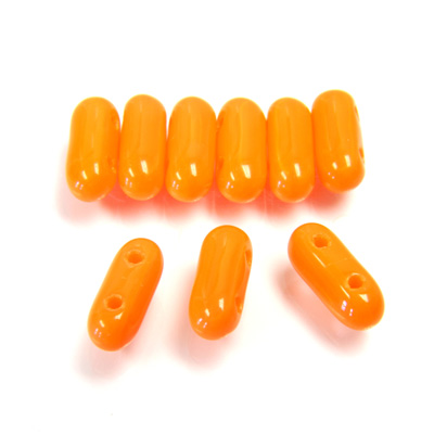 Preciosa Czech Pressed Glass 2-Hole Bead - Twin Roller 09x4MM ORANGE