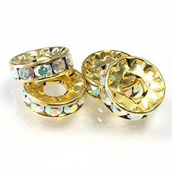 Preciosa Crystal Rhinestone Rondelle - Round Large Hole 12MM CRYSTAL AB-RAW