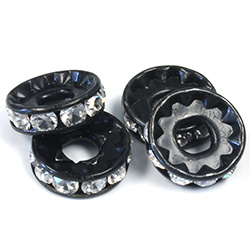 Preciosa Crystal Rhinestone Rondelle - Round Large Hole 12MM CRYSTAL-BLACK