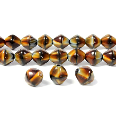 Czech Pressed Glass Bead - Smooth Bicone 08MM TIGEREYE