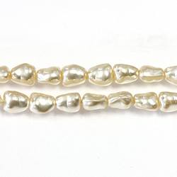Czech Glass Pearl Bead - Baroque 07x4MM CREME