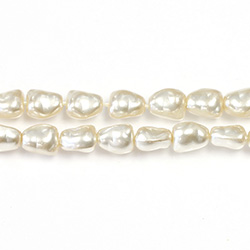 Czech Glass Pearl Bead - Baroque 07x4MM WHITE