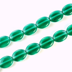 Czech Pressed Glass Bead - Flat Oval 12x9MM EMERALD