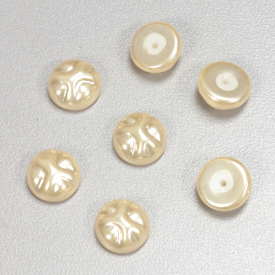 Glass Cabochon Baroque Top Pearl Dipped - Round 10MM CREME