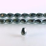 Czech Glass Fire Polish Bead - Pear 08x6MM Full Coated HEMATITE