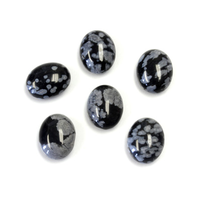 Gemstone Cabochon - Oval 10x8MM SNOWFLAKE OBSIDIAN