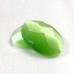 Fiber-Optic Flat Back Cabochon - Rauten Rose Oval 25x18MM CAT'S EYE LT GREEN