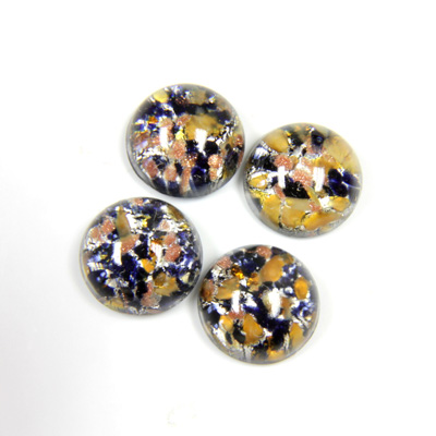 Glass Medium Dome Lampwork Cabochon - Round 13MM MULTI GOLD SILVER with AVENTURINE (04266)