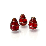 Czech Glass Lampwork Bead - Pear 13x9MM COPPER WRAP GARNET