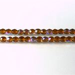 Czech Glass Fire Polish Bead - Round 04MM MADEIRA TOPAZ AB