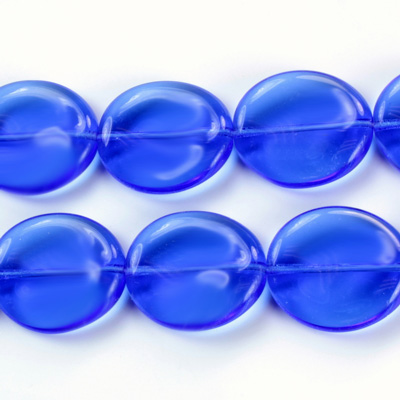 Czech Pressed Glass Bead - Potato Chip 20x18MM SAPPHIRE