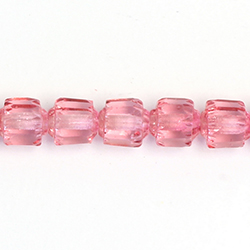Czech Glass Fire Polish Bead - Cathedral Cut 07x6MM ROSE COATED on CRYSTAL