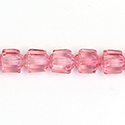 Czech Glass Fire Polish Bead - Cathedral Cut 07x6MM ROSE COATED on CRYSTAL