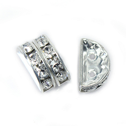 Preciosa Rhinestone Rondelle MAXIMA - Half Moon 19X7MM CRYSTAL-SILVER