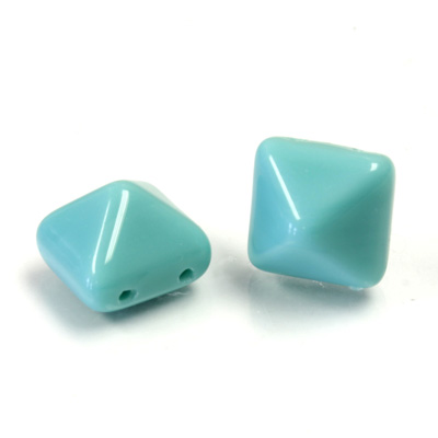 Preciosa Czech Pressed Glass 2-Hole Bead - Pyramid Studs 12x12MM TURQUOISE