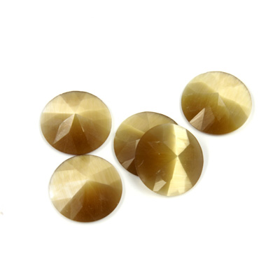 Fiber-Optic Flat Back Cabochon - Rauten Rose Round 11MM CAT'S EYE LT BROWN