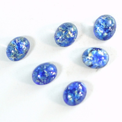Glass Medium Dome Lampwork Cabochon - Oval 10x8MM SEA BLUE OPAL (02208)