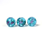 Czech Glass Lampwork Bead - Smooth Round 10MM Flower ON AQUA