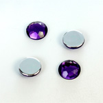 Plastic Flat Back Foiled Rose Cut Rhinestone - Round 11MM AMETHYST