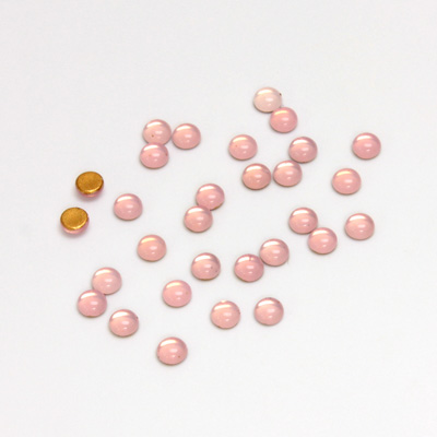 Glass Medium Dome Foiled Cabochon - Round 03MM OPAL ROSE