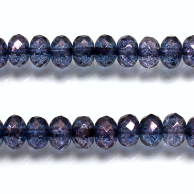 Czech Glass Fire Polish Bead - Rondelle Donut 08x5MM LUMI COATED PURPLE