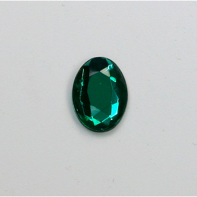 Glass Flat Back Rose Cut Faceted Foiled Stone - Oval 14x10MM EMERALD