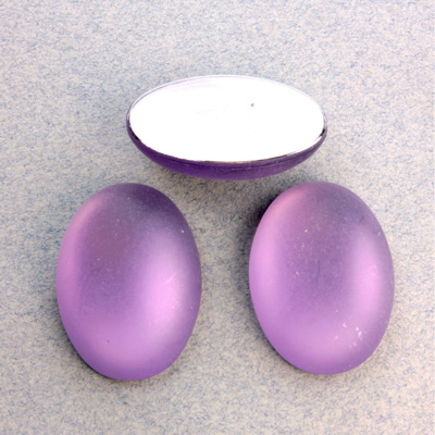 Plastic Flat Back Foiled Cabochon - Oval 25x18MM MATTE LIGHT AMETHYST