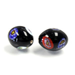 Glass Lampwork Bead - Oval Smooth 16x12MM VENETIAN BLACK