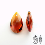 Chinese Cut Crystal Pendant - Pear 22x13MM BROWN