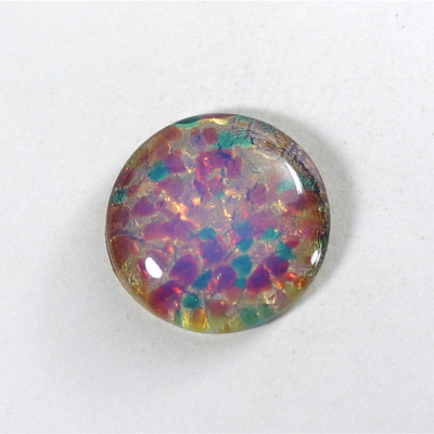 Glass Medium Dome Lampwork Cabochon - Round 25MM FIRE OPAL (01003)
