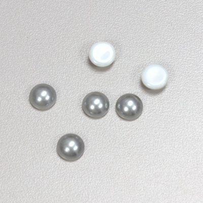 Glass Medium Dome Cabochon Pearl Spray Finish - Round 07MM LT GREY