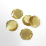 Fiber-Optic Flat Back Stone with Faceted Top and Table - Round 11MM CAT'S EYE LT BROWN