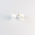 Glass Fire Polished Bead with 1 Brass Loop - Round 06MM CHALKWHITE/Brass