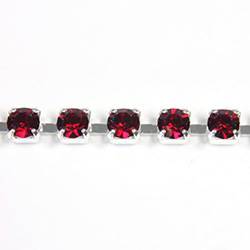 Preciosa Crystal Rhinestone Cup Chain - PP24 (SS12) SIAM RUBY-SILVER