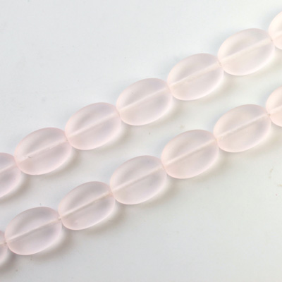 Czech Pressed Glass Bead - Flat Oval 12x9MM MATTE ROSALINE
