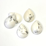 Gemstone Cabochon - Pear 14x10MM WHITE HOWLITE