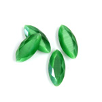 Fiber-Optic Flat Back Stone with Faceted Top and Table - Navette 15x7MM CAT'S EYE GREEN