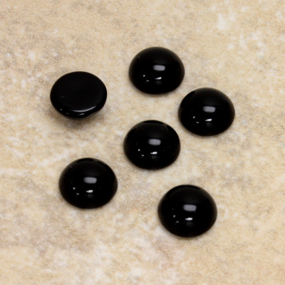 Glass Medium Dome Cabochon - Round 09MM JET