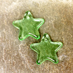 German Pressed Glass Pendant - Smooth Star 15MM PERIDOT