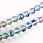 Czech Pressed Glass Bead - Smooth Round 08MM STRIPED CRYSTAL
