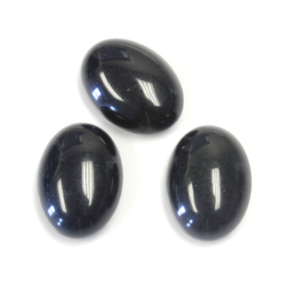 Gemstone Flat Back Cabochon - Oval 18x13MM QUARTZ DYED #01 BLACK