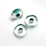 Plastic Bead - Color Lined Smooth Large Hole - Round 5x14MM CRYSTAL LIGHT TURQUOISE LINE