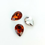 Plastic Point Back Foiled Stone - Pear 14x10MM SMOKE TOPAZ