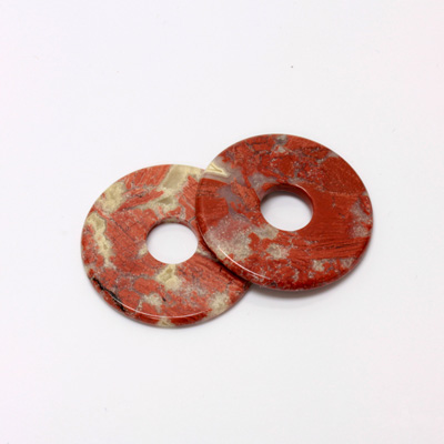 Gemstone Bead - Donut Round Smooth 35MM BRECIATED JASPER