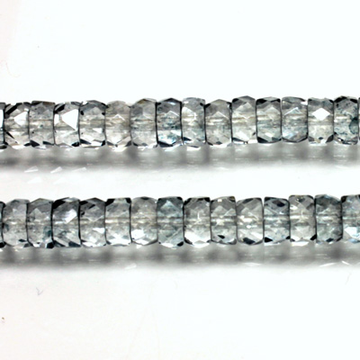 Czech Glass Fire Polished Bead - Rondelle 06x3MM LUMI COAT BLUE